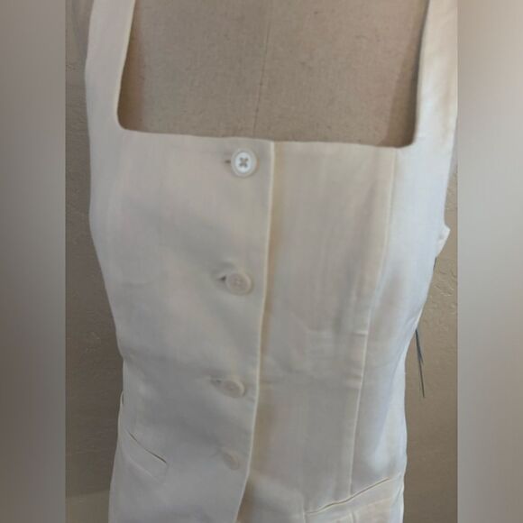 Scoop Longline Linen Blend Vest Sz Small Winter white - Picture 2 of 6